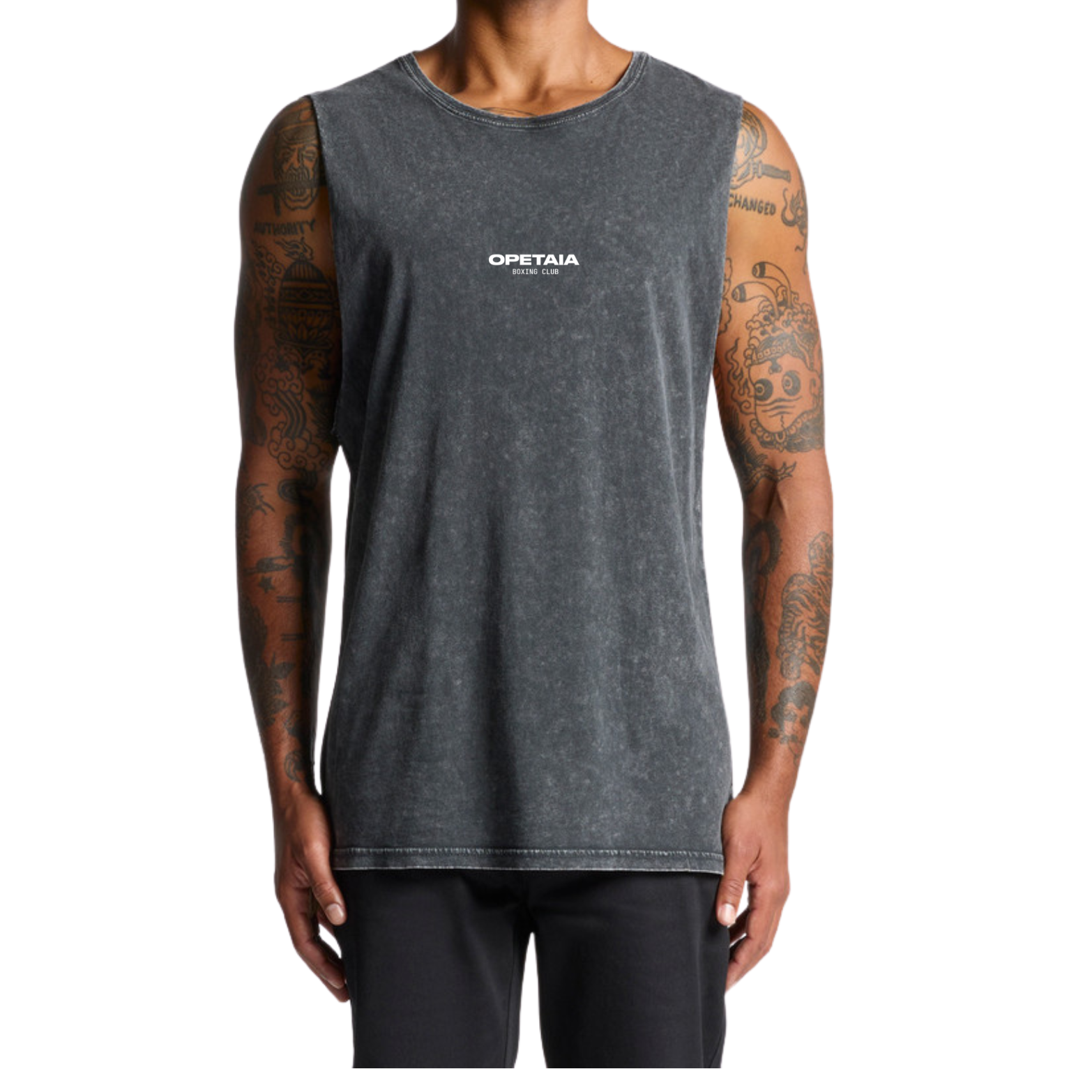 Opetaia Boxing Club Stone Wash Muscle Singlet Small Logo